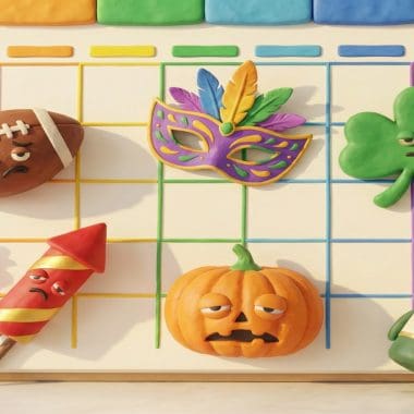 Image of America's biggest drinking holidays displayed as cartoon holiday icons on a calendar.