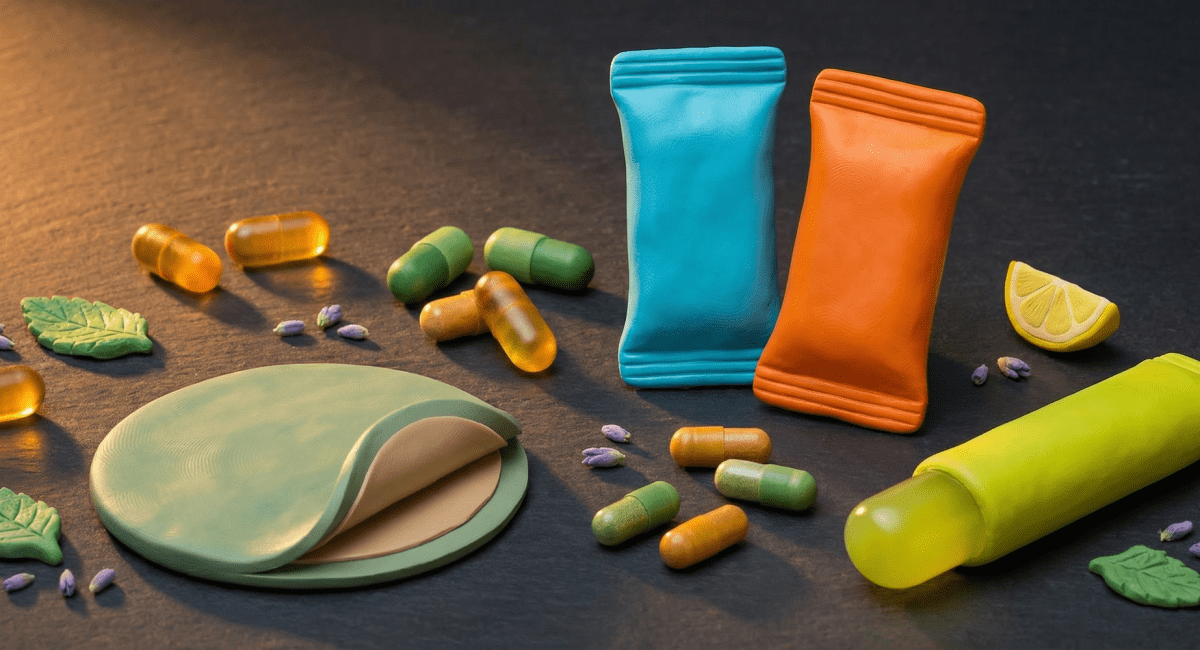 Image of various pills and patches for a post covering the best hangover cure.