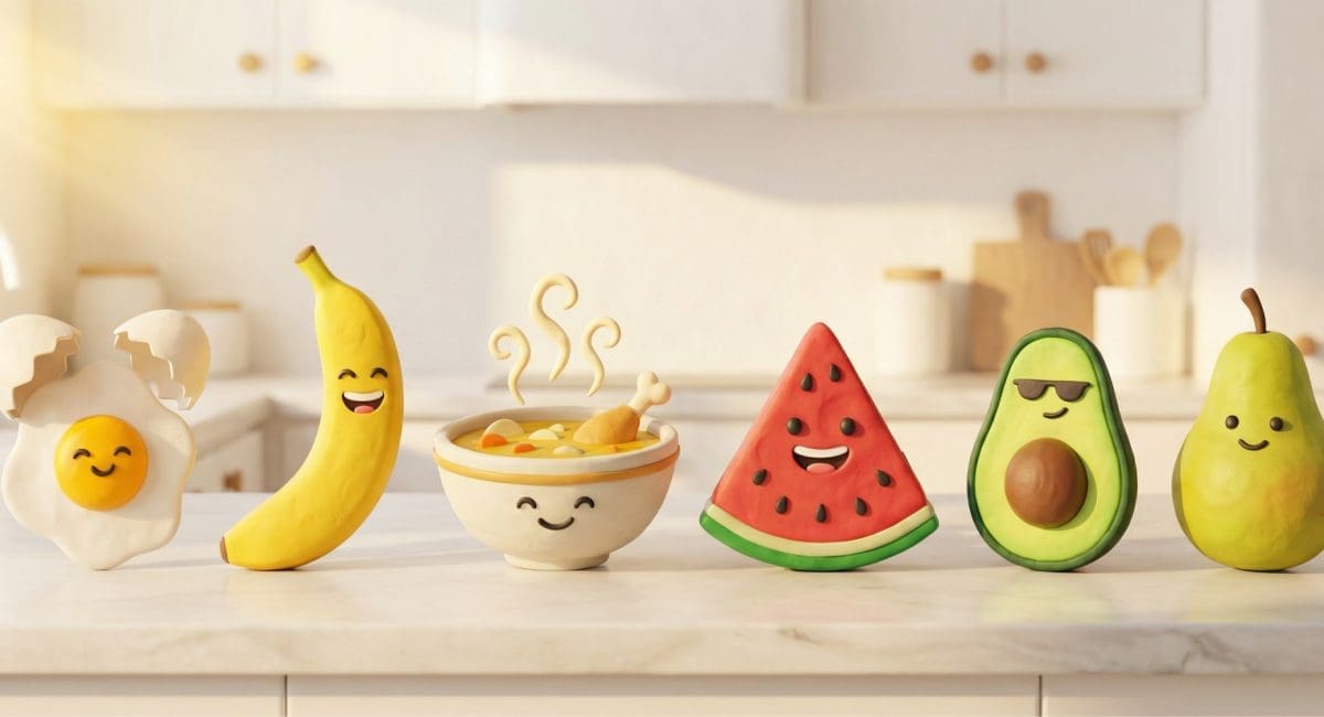 Image of the best hangover foods arranged on a kitchen counter