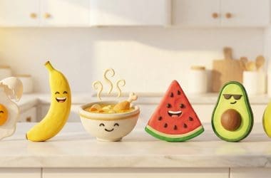 Image of the best hangover foods arranged on a kitchen counter