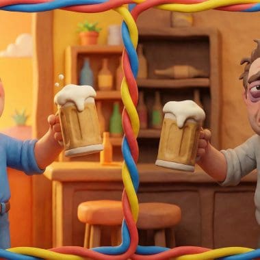 Image of why hangovers get worse with age shown as a split comparison between a young and older drinker.