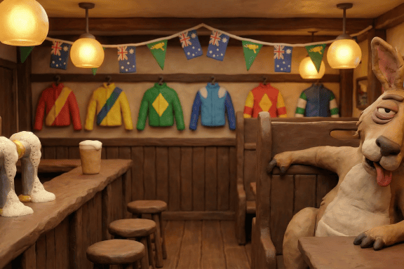 Image of Australia's biggest drinking days celebrated at a packed Australian pub.
